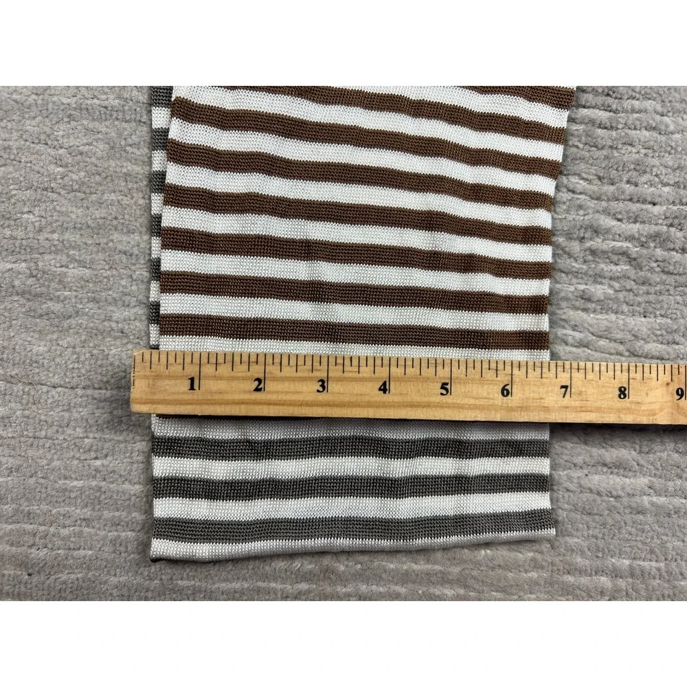 Unbranded Infinity Scarf Womens OS Brown White Grey Striped Knit Loop Circle